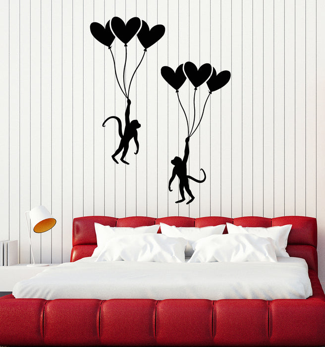 Vinyl Wall Decal Balloons Funny Monkey Nursery Animals Baby Room Stickers Mural (g6625)