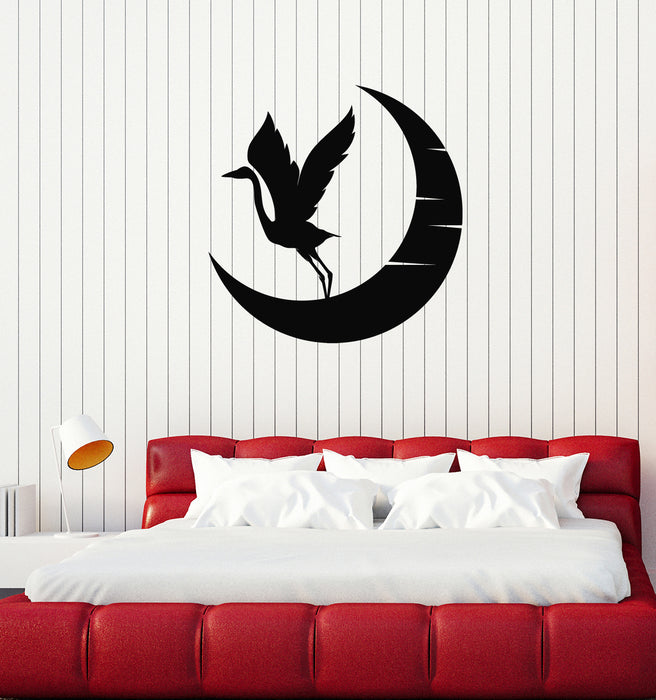 Vinyl Wall Decal Crescent Moon Bird Flying Bedroom Night Stickers Mural (g3816)