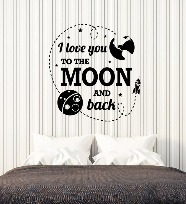 Vinyl Wall Decal Moon And Back Romance Quote Stickers Mural (g4334)