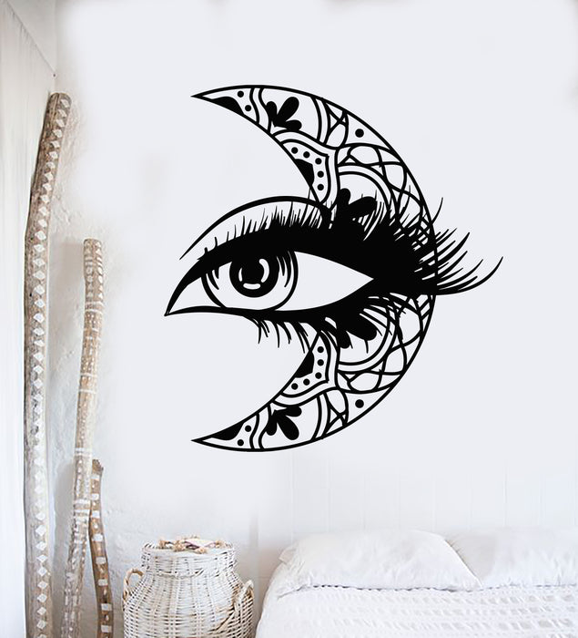 Vinyl Wall Decal Crescent Eye Bedroom Ethnic Moon Art Stickers Mural (g4990)