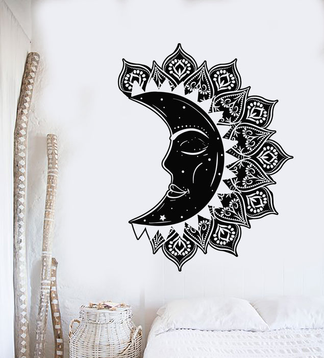 Vinyl Wall Decal Crescent Moon Face Ethnic Decor Bedroom Stickers Mural (g5668)