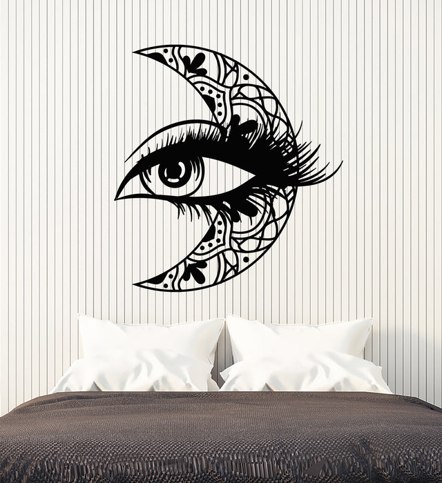 Vinyl Wall Decal Crescent Eye Bedroom Ethnic Moon Art Stickers Mural (g4990)