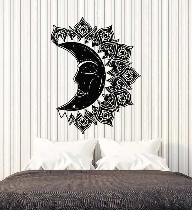 Vinyl Wall Decal Crescent Moon Face Ethnic Decor Bedroom Stickers Mural (g5668)