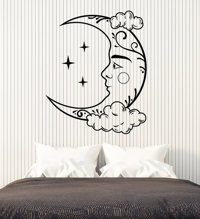 Vinyl Wall Decal Sky Stars Moon Crescent Night Children's Room Stickers Mural (g7687)