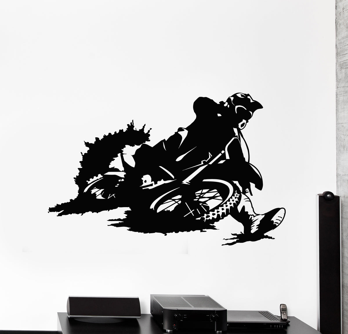 Biker Fall Ride Decals Vinyl Wall Decal Extreme Biker Race Motorcycle Speed Garage Stickers M ...