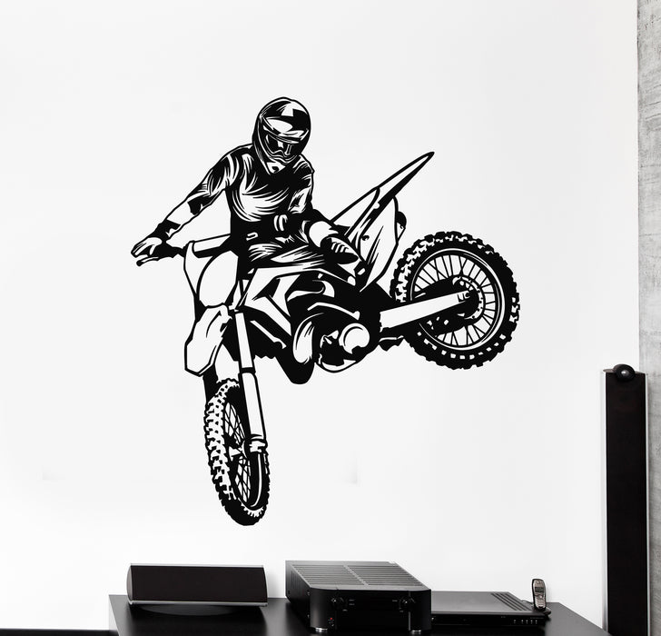 Vinyl Wall Decal Biker Freestyle Motorcycle Speed Extreme Sports Stickers Mural (g690)