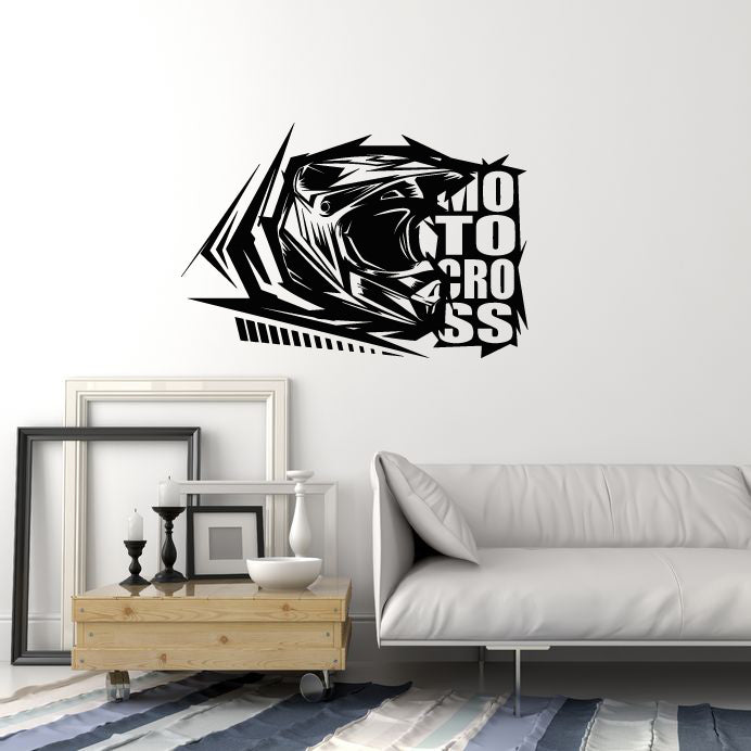 Vinyl Wall Decal Motocross Rider Helmet Word Extreme Sports Decoration Stickers Mural (ig6036)