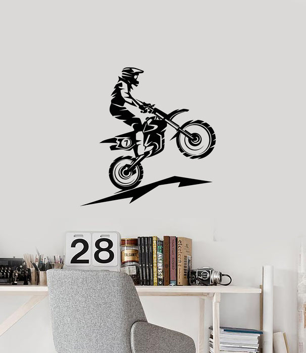 Vinyl Wall Decal Motocross Rider Extreme Sports Jumping Motorbike Stickers Mural (ig5937)