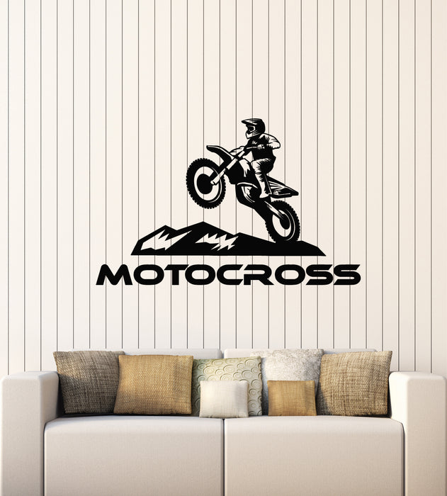 Vinyl Wall Decal Motocross Motorcycle Biker Extreme Racer Stickers Mural (g3766)