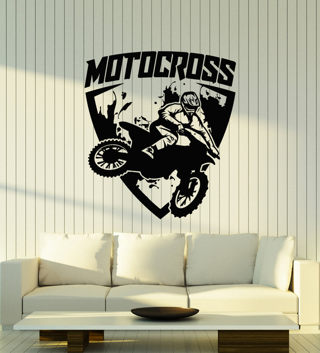 Vinyl Wall Decal Motocross Sport  Extreme Motorcycle Biker Stickers Mural (g4686)