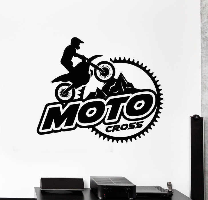 Vinyl Wall Decal Motocross Sport Biker Racer Garage Gears Stickers Mural (g5321)
