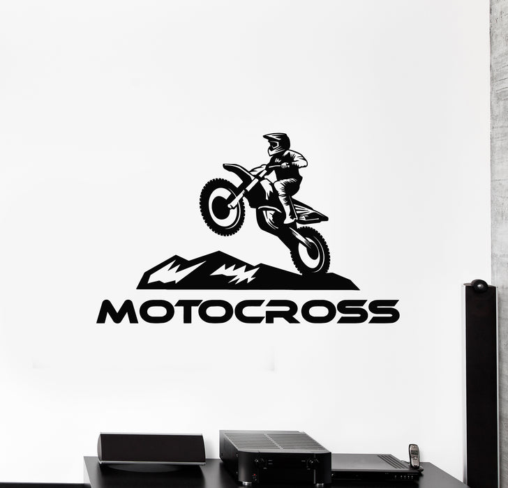 Vinyl Wall Decal Motocross Motorcycle Biker Extreme Racer Stickers Mural (g3766)