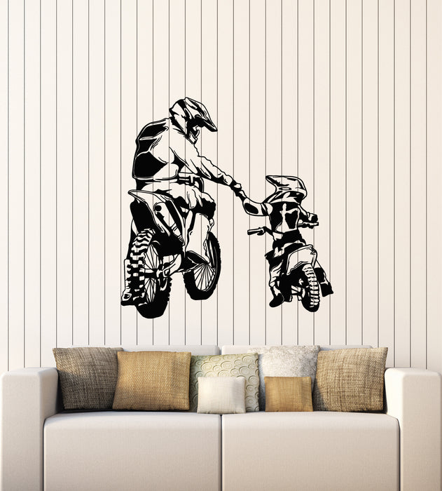 Vinyl Wall Decal Motorcycle Family Father And Son Biker Bike Sport Stickers Mural (g4364)