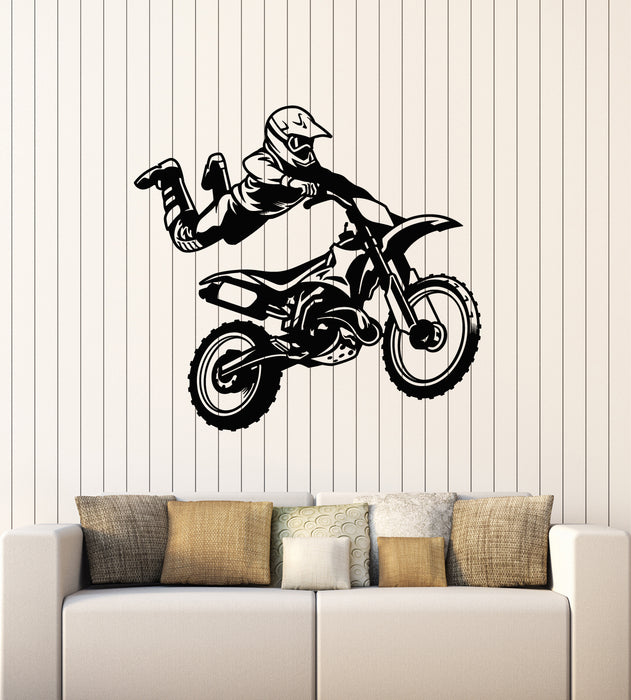 Vinyl Wall Decal Motorcycle Freestyle Jump Biker Extreme Sports Stickers Mural (g1919)