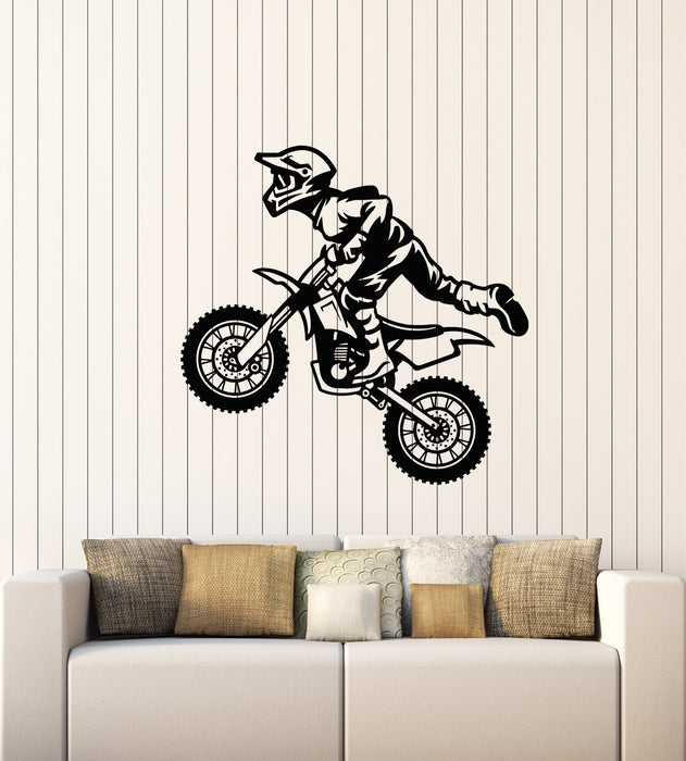 Vinyl Wall Decal Motocross Motorcycle Racer Bike Sport Biker Stickers Mural (g4264)