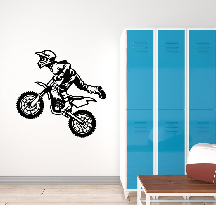 Vinyl Wall Decal Motocross Motorcycle Racer Bike Sport Biker Stickers Mural (g4264)