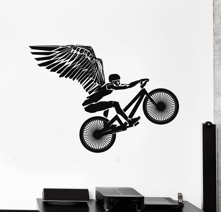 Vinyl Wall Decal  Motorcycle Bike Flying Biker With Wings Stickers Mural (g5339)