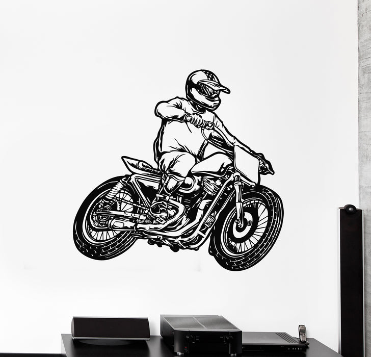 Vinyl Wall Decal Motorcycle Racer Motorbike Speed Biker Stickers Mural (g6216)