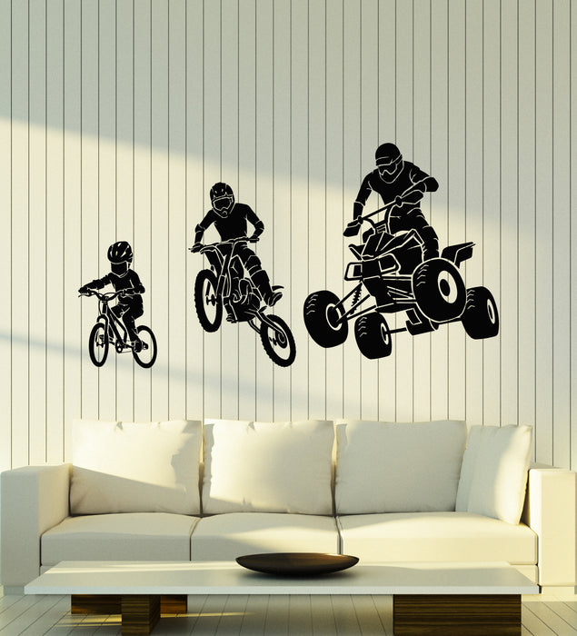 Vinyl Wall Decal ATV Quad Driver Motorcycle Bicycle Extreme Family Stickers Mural (g7233)