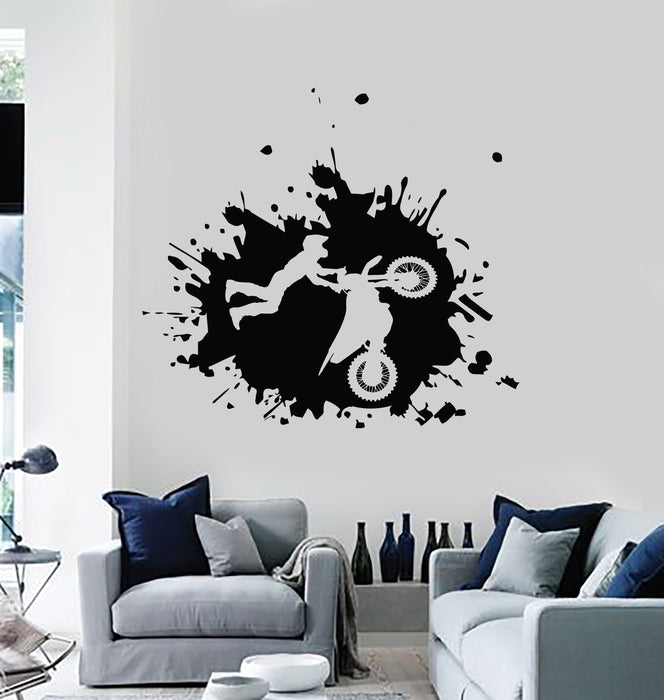 Vinyl Wall Decal Sport Race Biker Freestyle Motorcycle Speeds Stickers Mural (g7401)