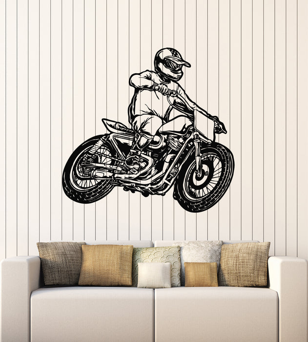 Vinyl Wall Decal Motorcycle Racer Motorbike Speed Biker Stickers Mural (g6216)