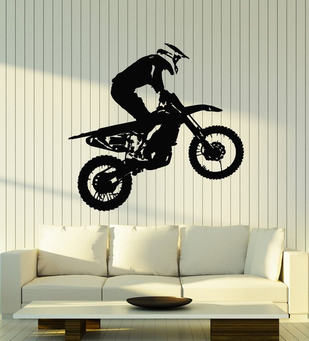 Vinyl Wall Decal Motocross Speed Extreme Moto Biker Motorcycle Stickers Mural (g7032)