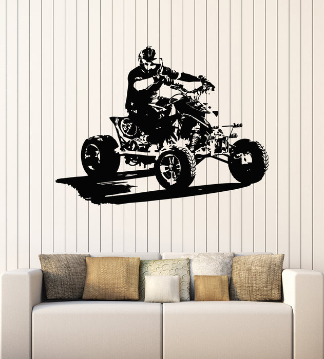 Vinyl Wall Decal Stunt Rider Quad Bike Racing Speed Extreme Stickers Mural (g7157)