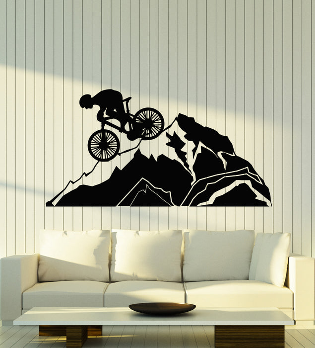 Vinyl Wall Decal Extreme Sport Mountain Biker Racer Boys Room Stickers Mural (g2456)