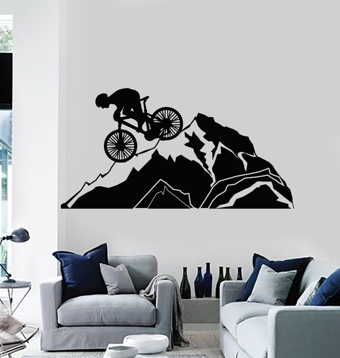 Vinyl Wall Decal Extreme Sport Mountain Biker Racer Boys Room Stickers Mural (g2456)