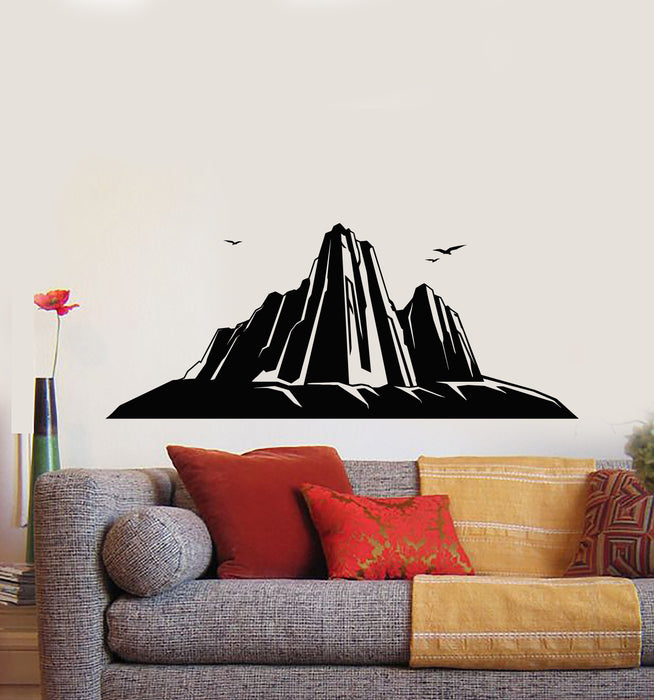 Vinyl Wall Decal Majestic Mountains Peaks Slopes Birds Nature Stickers Mural (g2248)