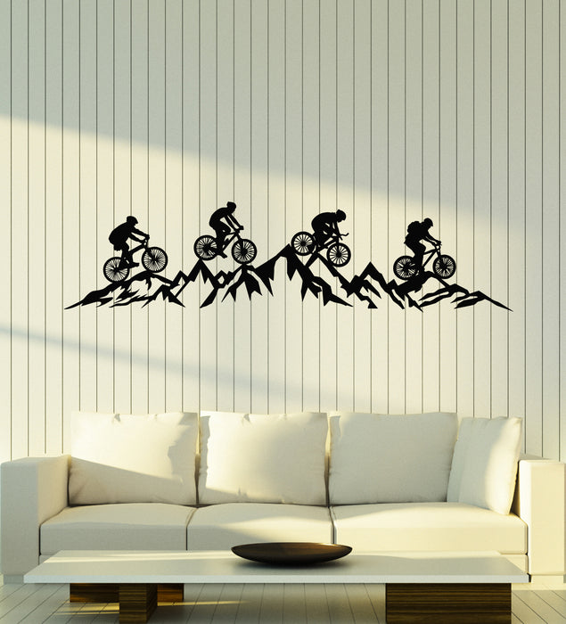 Vinyl Wall Decal Bicycle Bike Racers Extreme Sport Mountains Stickers Mural (g4479)