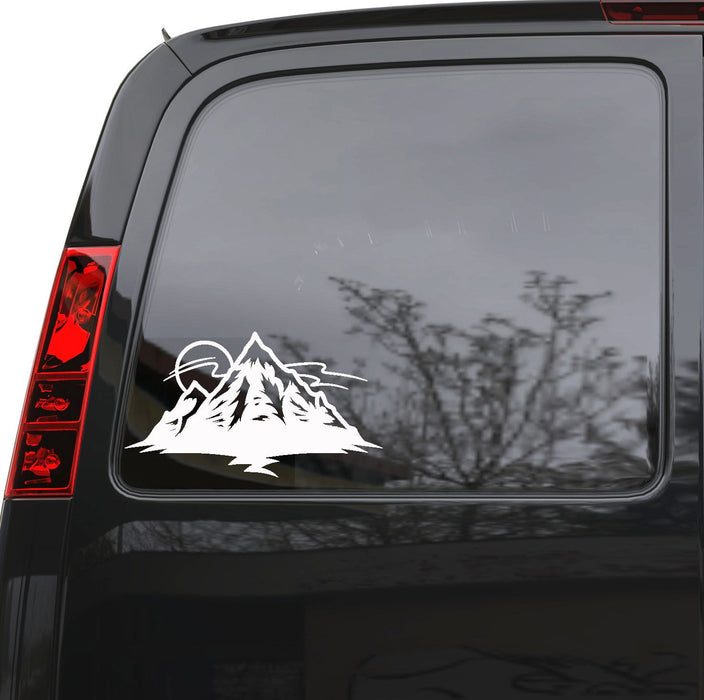 Auto Car Sticker Decal Mountains Sun Nature Truck Laptop Window 8.9" by 5" Unique Gift 872igc
