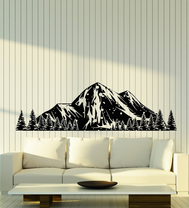 Vinyl Wall Decal Snowy Mountains Landscape Winter Nature Stickers Mural (g2289)
