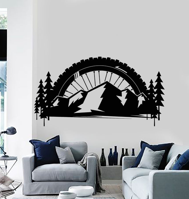 Vinyl Wall Decal Mountains Bike Race Extreme Sport Wheel Stickers Mural (g5469)