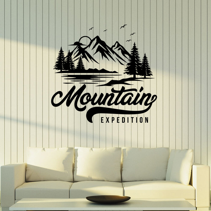 Mountains Expedition Vinyl Wall Decal Lettering Nature Birds Scenery Stickers Mural (k177)