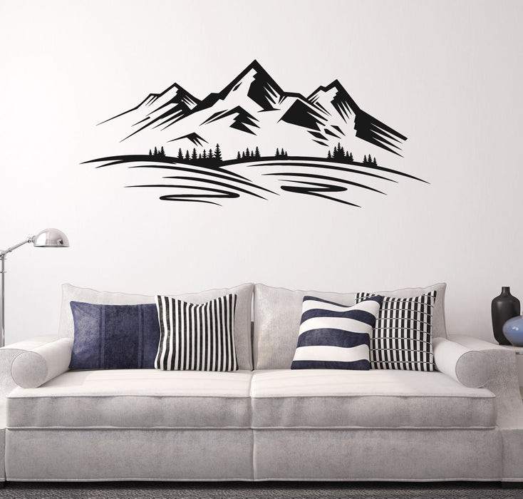 Vinyl Wall Decal Mountains Trees Nature Landscape Decor Stickers Unique Gift (ig4903)