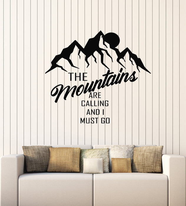 Vinyl Wall Decal Mountains Calling Nature Landscape Inspiring Words Stickers Mural (g3992)