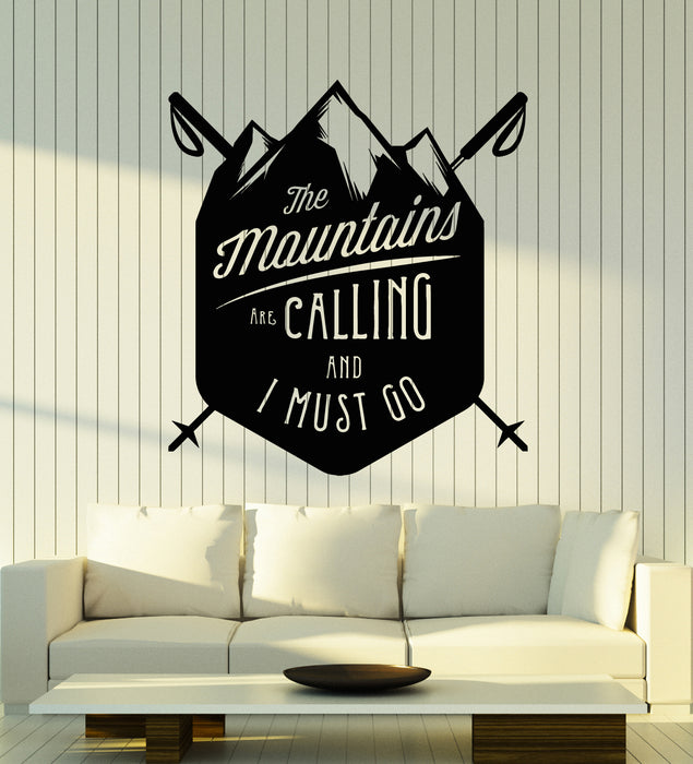 Autocollant mural en vinyle Les montagnes vous appellent, il faut aller skier, autocollants de sports extrêmes (g5268)