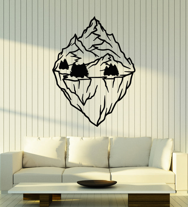 Vinyl Wall Decal Mountain Fir Trees Snowy Peaks Mountains Stickers Mural (g5892)