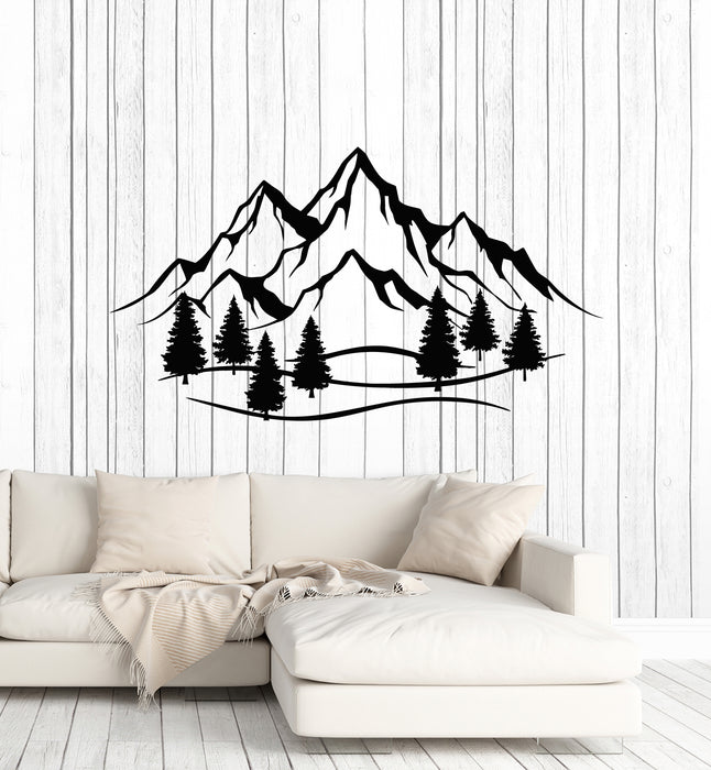 Vinyl Wall Decal Majestic Mountains Nature Fir Trees Bedroom Stickers Mural (g6302)