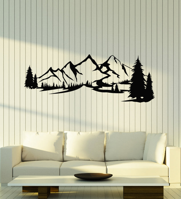 Vinyl Wall Decal Nature Art Landscape Mountains Silhouette Stickers Mural (g7349)