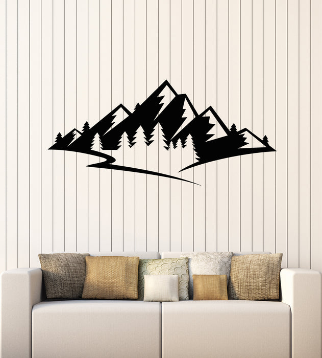 Vinyl Wall Decal Mountains Tree Lakes Nature Landschaft Stickers Mural (g7378)