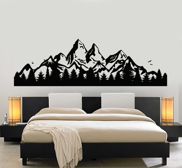 Vinyl Wall Decal Mountains And Trees Forest Nature Decor Stickers Mural (g7988)