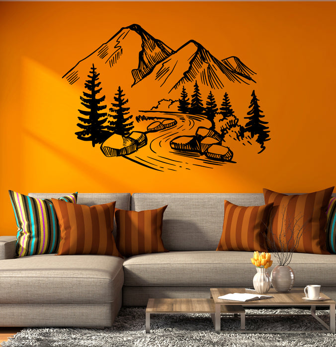 Mountains Vinyl Wall Decal Nature Road Stickers Mural (k071)