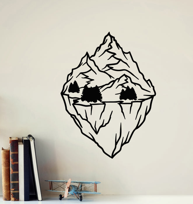 Vinyl Wall Decal Mountain Fir Trees Snowy Peaks Mountains Stickers Mural (g5892)