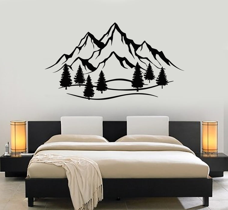 Vinyl Wall Decal Majestic Mountains Nature Fir Trees Bedroom Stickers Mural (g6302)