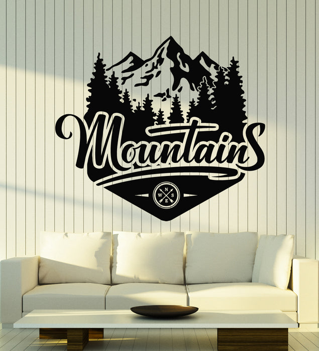 Vinyl Wall Decal Mountains Wild Nature Forest Fir Trees Decor Stickers Mural (g6466)