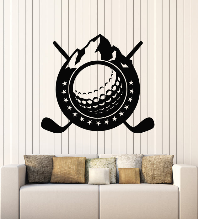 Vinyl Wall Decal Golf Club Ball Sign Symbol Sport Game Mountains Stickers Mural (g6891)