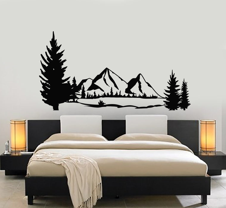 Vinyl Wall Decal Mountains Landschaft Wild Nature Forest Fir Trees Stickers Mural (g6890)