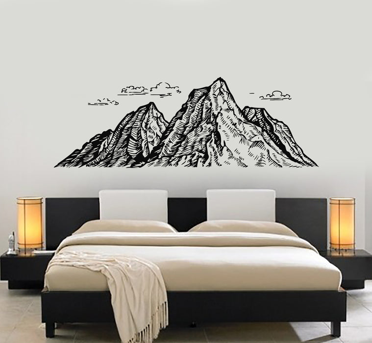 Vinyl Wall Decal Mountains Peak Landscape Sketch Bedroom Stickers Mural (g7196)